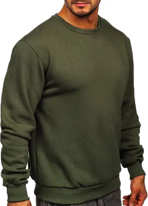 Mens Long Sleeve Round Neck Tops Solid Sweatshirts Pullover Sweatshirt Fall Winter Warm Fleece Sweatshirt Tops