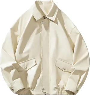 Mens Motorcycle Jacket Windbreaker Zipper Up Solid Lapel Collar Oversize Fashion Coat Spring Fall 2024 Shell Jackets