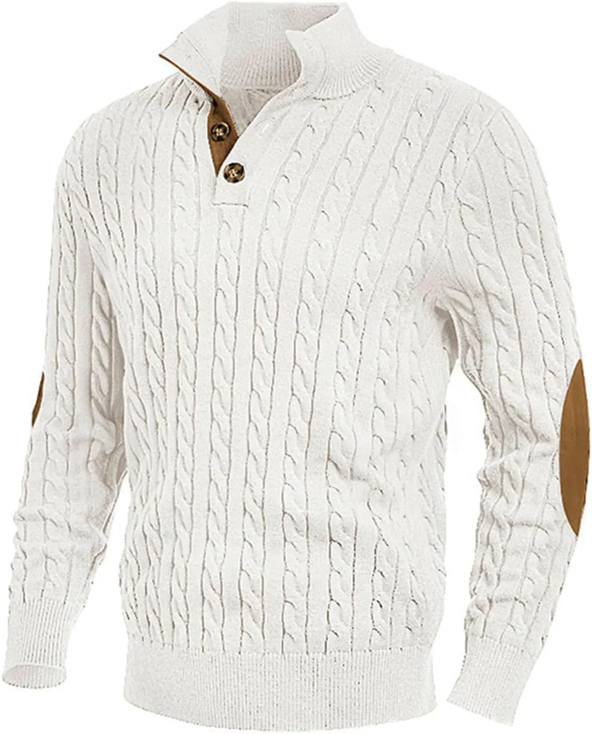 Men's Outdoor Casual Stand Cashmere Button Long Sleeve Sweater, Men Casual Long Sleeve 1/4 Button Pullover Sweaters