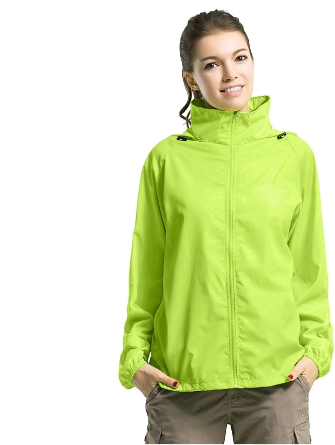 Mens Packable Rain Jacket Lightweight with Hood Outdoor Rain Gear Travel Hiking Cycling Waterproof Raincoat