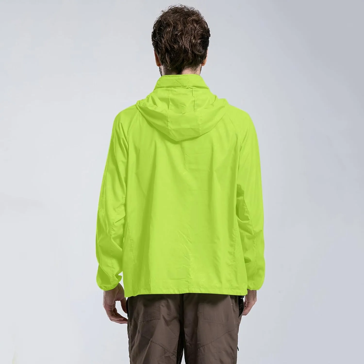 Mens Packable Rain Jacket Lightweight with Hood Outdoor Rain Gear Travel Hiking Cycling Waterproof Raincoat