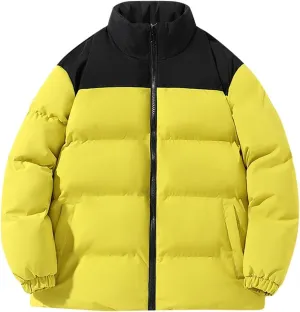 Men's Puffer Jackets Lightweight Warm Windproof Coat Winter Water-Repellent Windbreaker Stand Collar Quilted Jacket