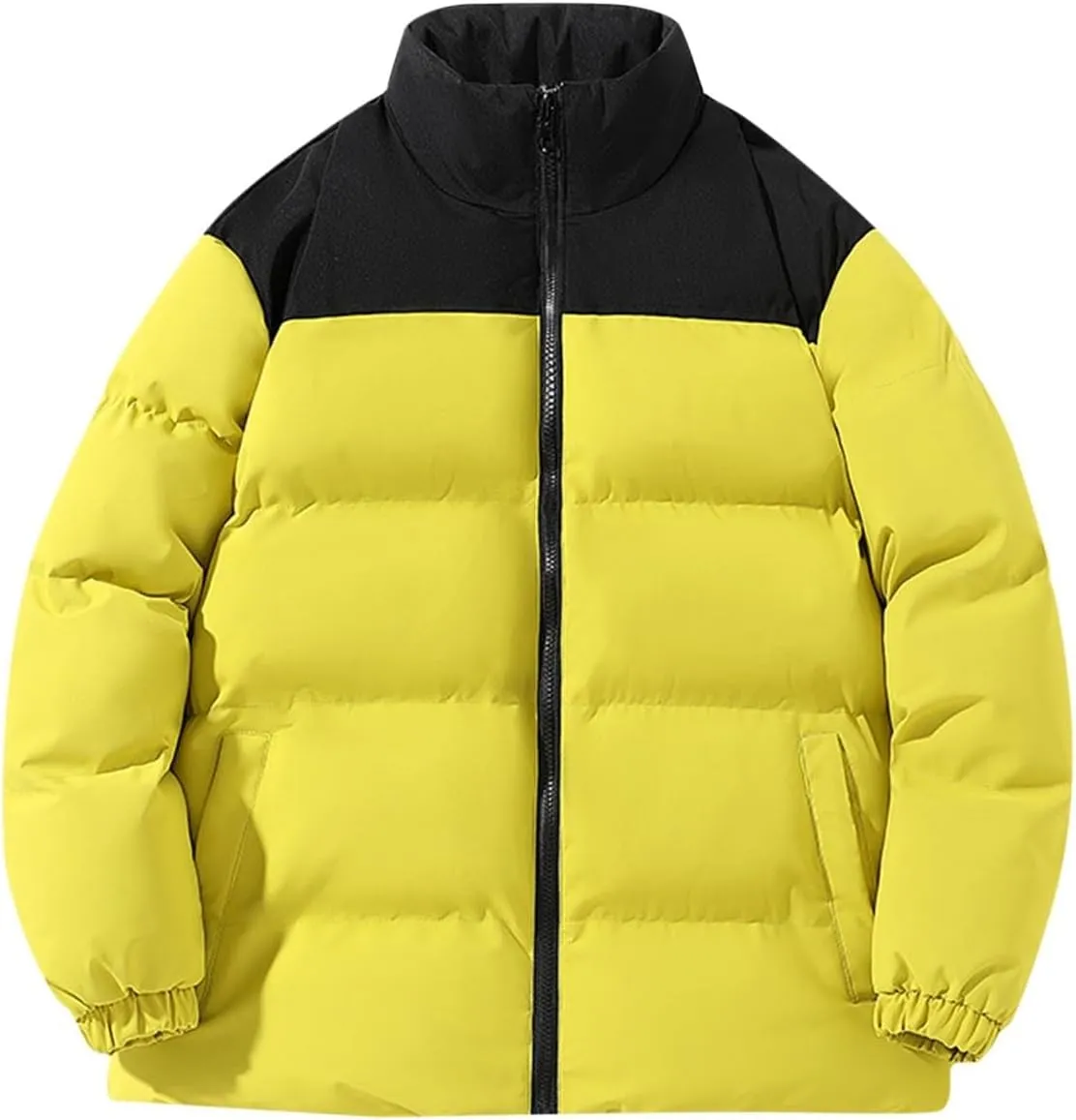 Men's Puffer Jackets Lightweight Warm Windproof Coat Winter Water-Repellent Windbreaker Stand Collar Quilted Jacket