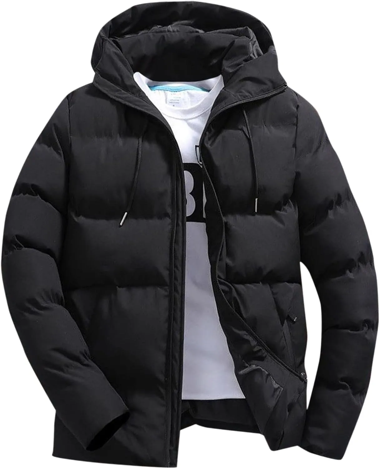 Men's Puffer Jackets Warm Puffy Lightweight Down Jacket Windproof Packable Quilted Coat Hoodless Winter Parka