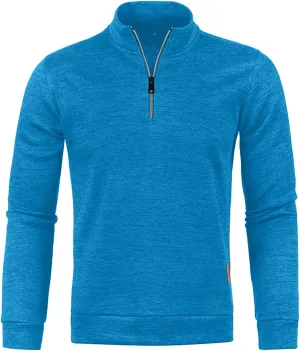 Men's Quarter Zip Thermal Fleece Lined Sweater,Winter Lightweight Soft Pullover Outdoor Athletic Lapel Sweatshirt