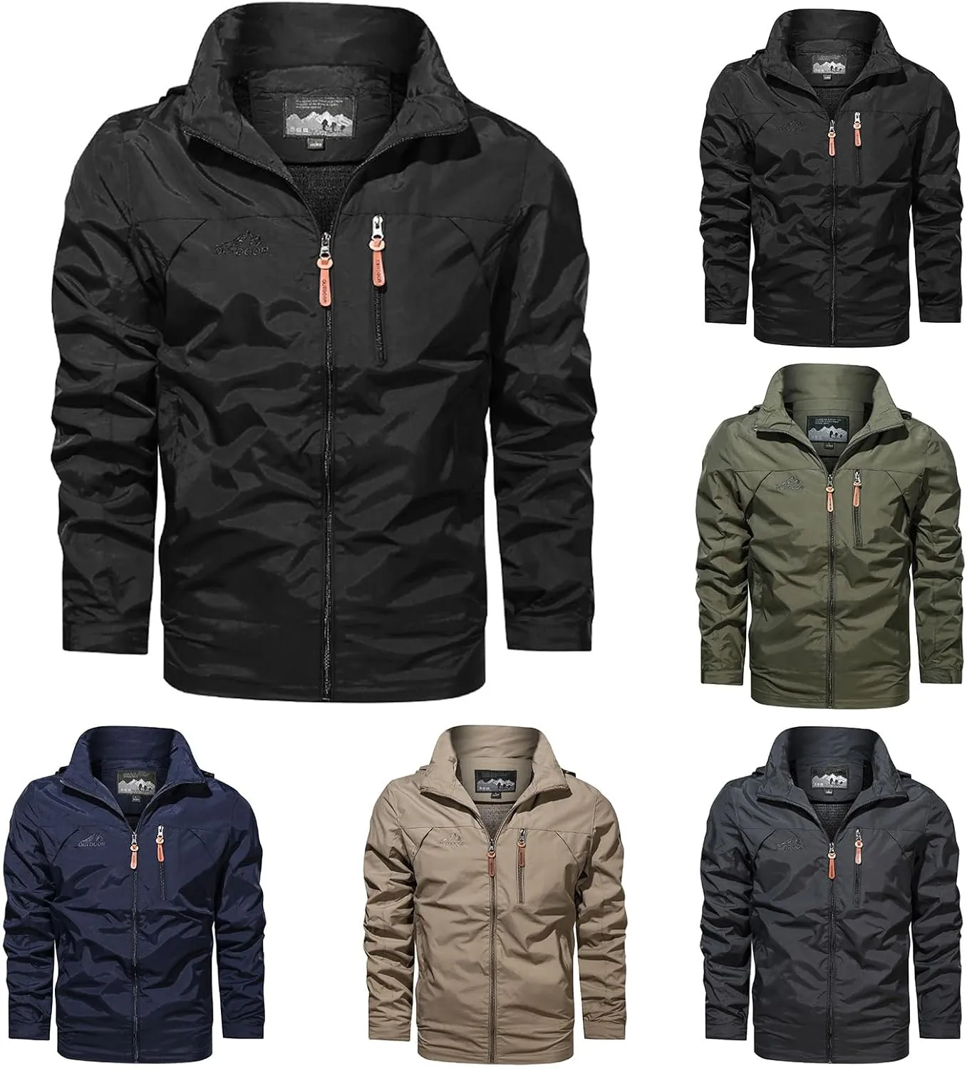 Men's Raincoat Hoodie Soft Shell Rain Jacket Waterproof Hooded Hiking Raincoats Lightweight Windbreaker Outwear Men