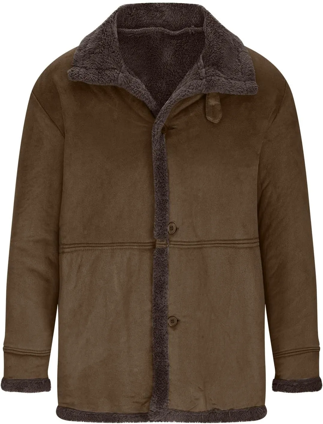 Mens Sherpa Fleece Lined Jackets Fur Collar Long Trench Coat for Big and Tall Outwear, Motorcycle Bomber Jackets