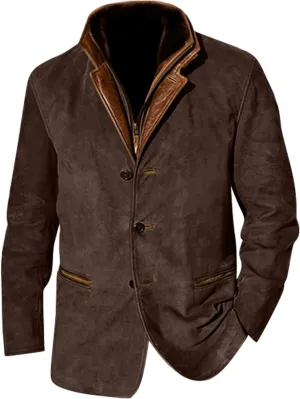 Men's Sherpa Jacket Vintage Workwear Winter Heavyweight Button Up Warm Fleece Coats With Pockets Fall, M-5XL