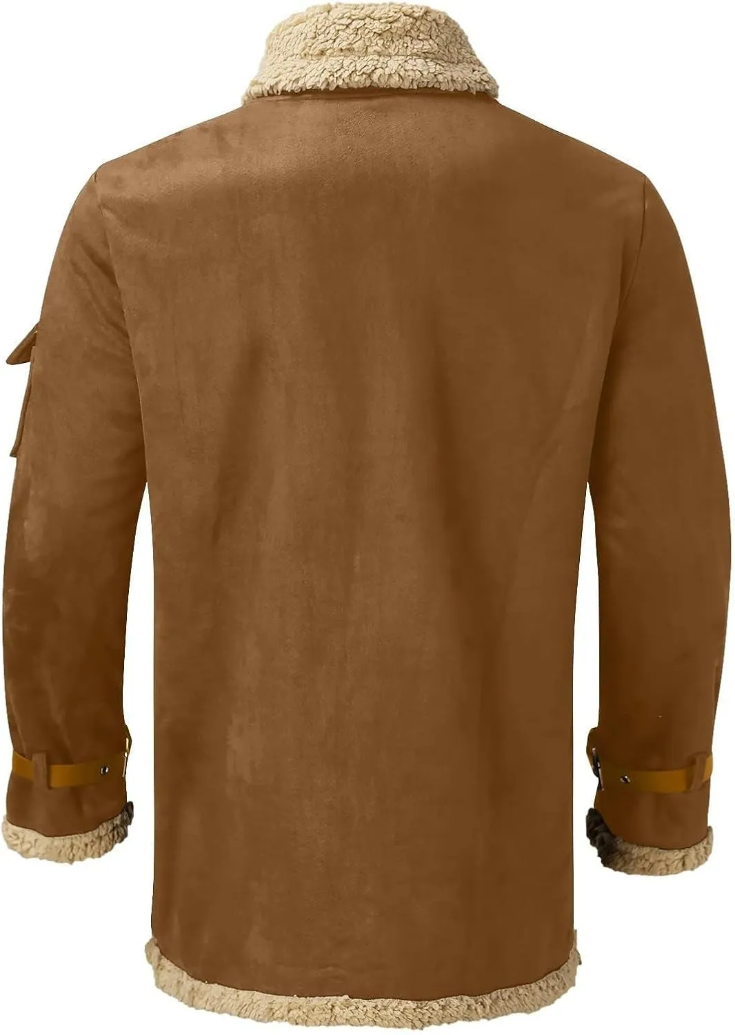 Mens Sherpa Lined Leather Jackets Shearling Coat Fleece Lined Overcoats Faux Fur Leather Jacket Winter Warm Tops
