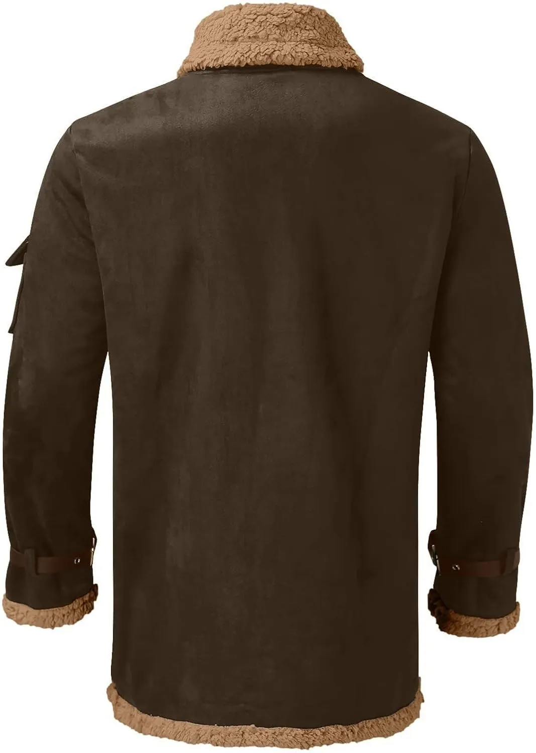 Mens Sherpa Lined Leather Jackets Shearling Coat Fleece Lined Overcoats Faux Fur Leather Jacket Winter Warm Tops