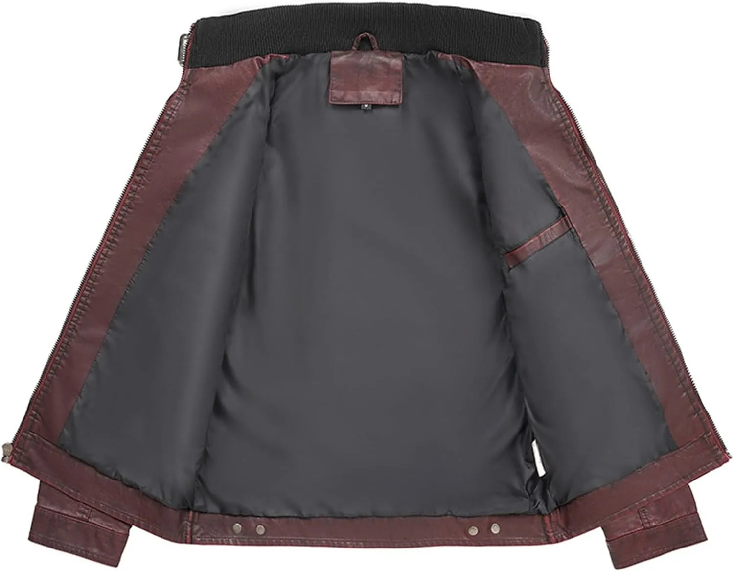 Mens Slim Fit Faux Leather Jacket with Pocket Zip Up Windbreaker PU Leather Jackets Racer Motorcycle Biker Jacket
