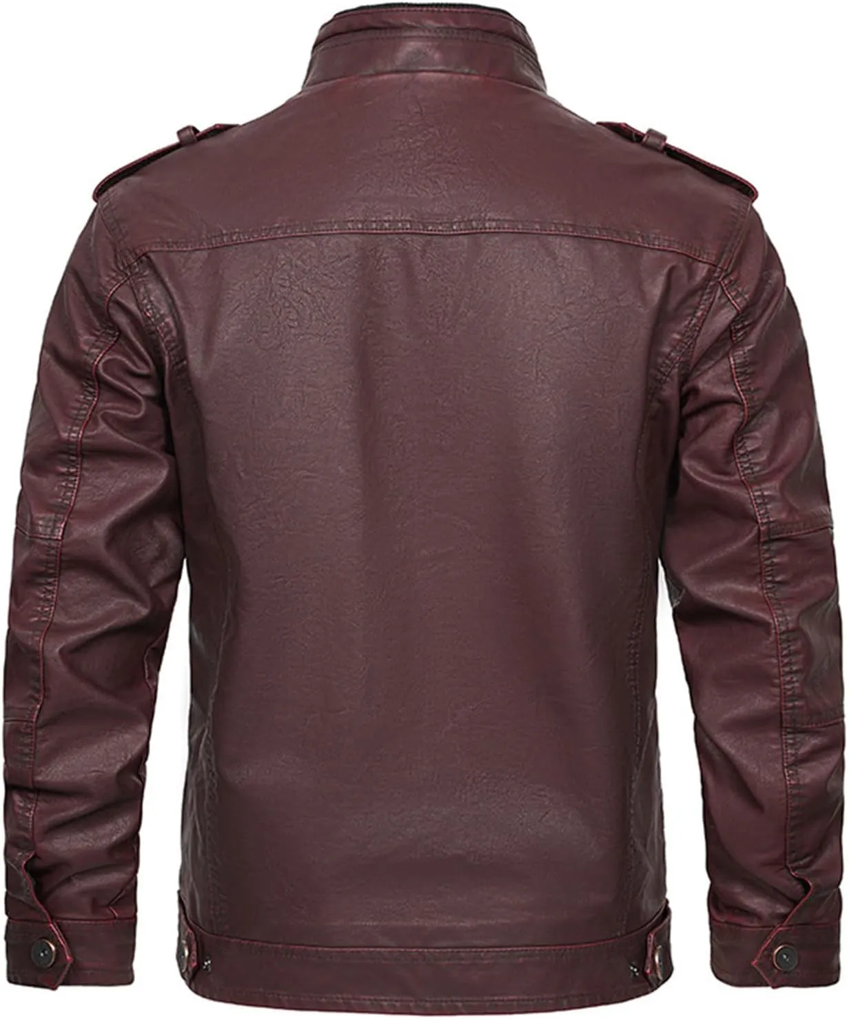Mens Slim Fit Faux Leather Jacket with Pocket Zip Up Windbreaker PU Leather Jackets Racer Motorcycle Biker Jacket