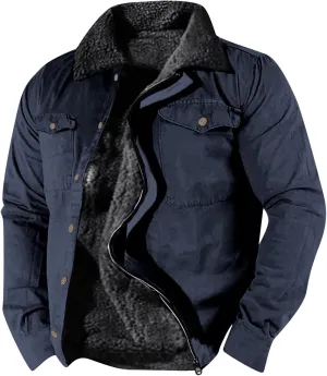 Mens Sport Coat, Hooded Winter Coats Water Resistant Warm Thicken Insulated Button zipper Windproof Jacket with Pocket