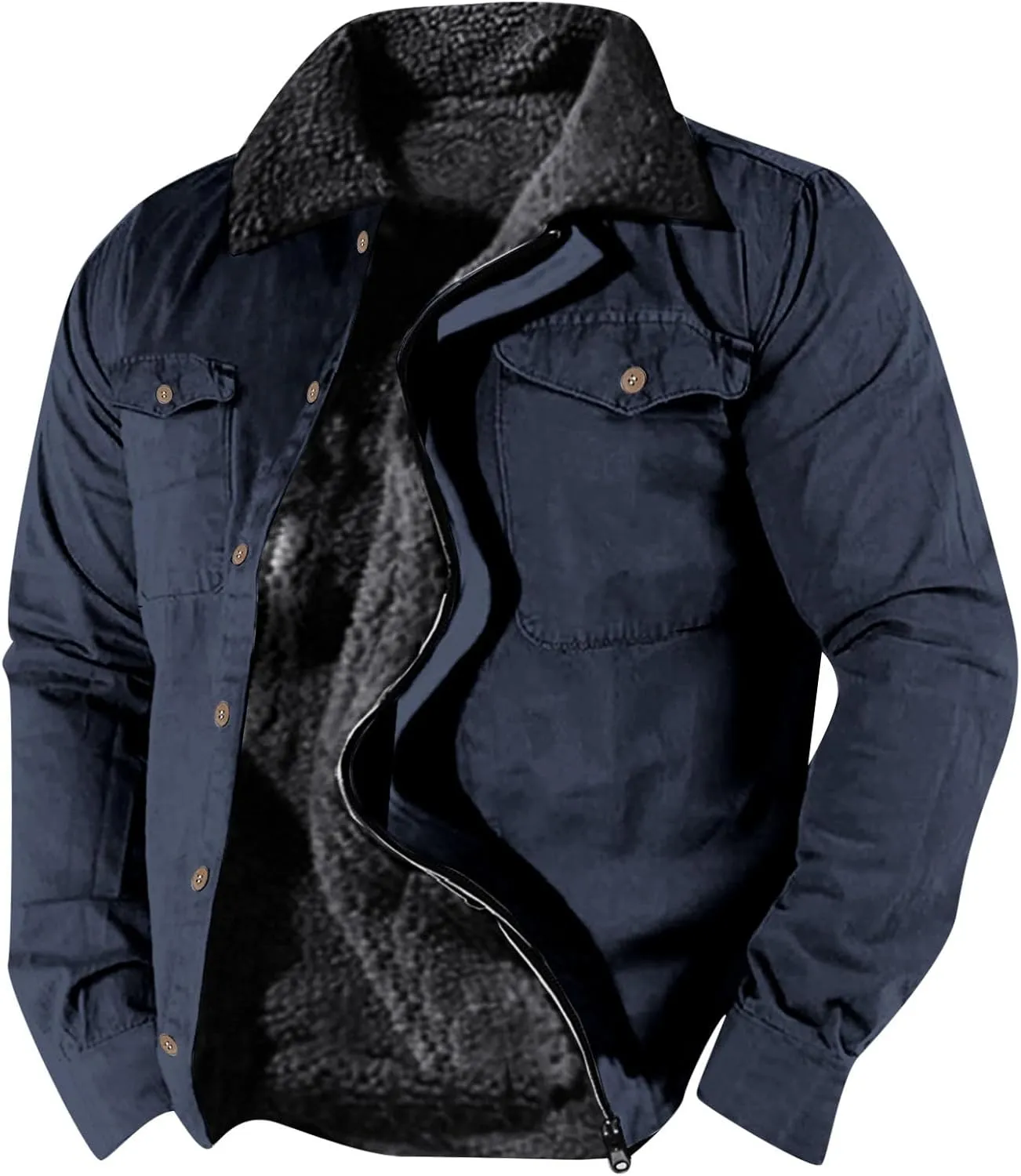 Mens Sport Coat, Hooded Winter Coats Water Resistant Warm Thicken Insulated Button zipper Windproof Jacket with Pocket
