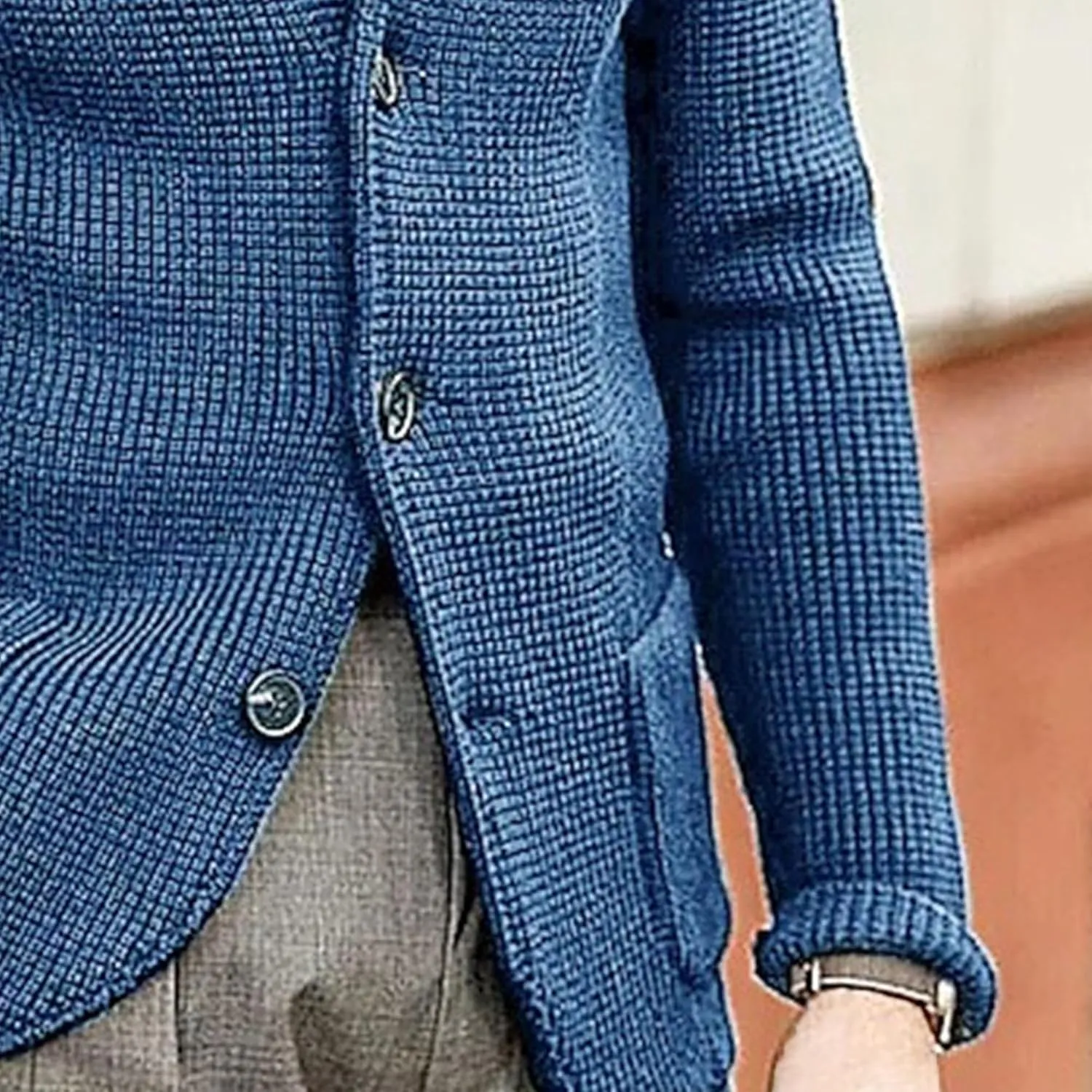 Mens Stand Collar Cardigan Sweaters Knit Textured Sweater Button Down Cardigans