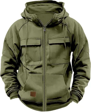 Mens Sweater Winter Top Blouse Slim Casual Solid Soft Top Coat Long Sleeve Hooded Sweatshirt Top Jacket Zip Up Plain