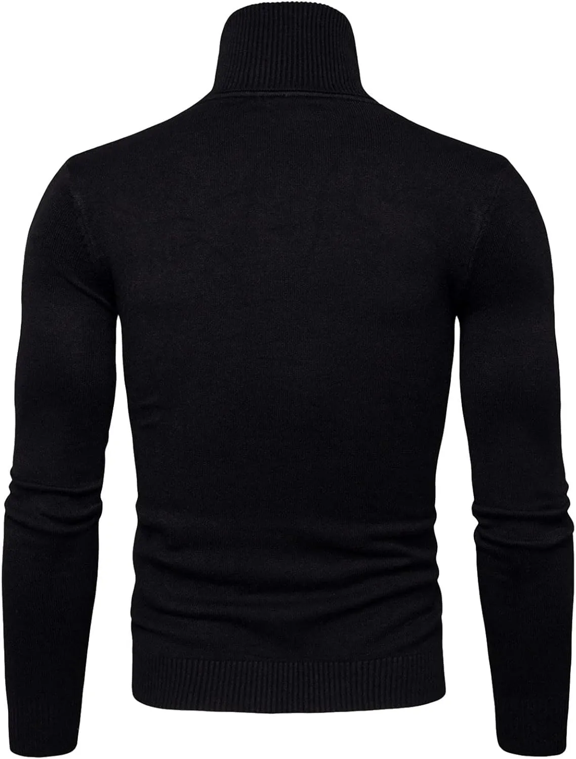 Mens Sweaters Casual Solid Soft Turtleneck Sweater Flexibility Solid Color Close Fitting Top Slim Sweater Black