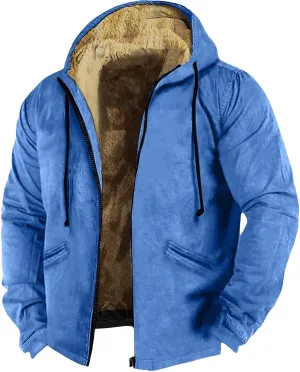 Men's Thick Sherpa Lined Jackets Full Zip Up Hoodies Winter Casual Trendy Warm Sweatshirts Coat with Pocket