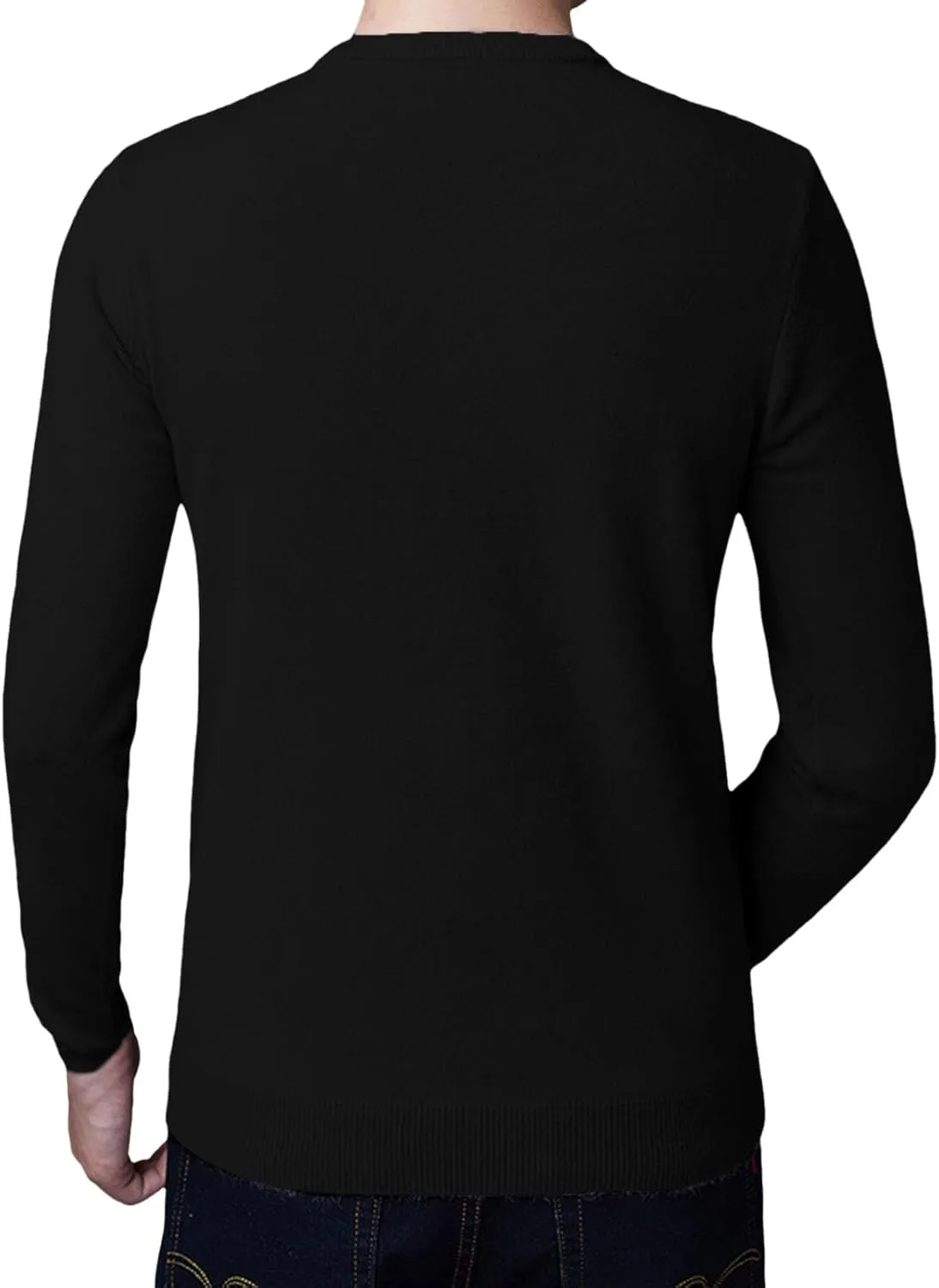 Men's V Neck Sweater Solid Color Long Sleeve Pullover Slim Fit Knitted Tops Lightweight Casual Fall Fashion Sweater