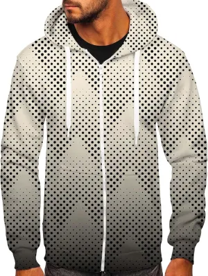 Men's Zip Sweatshirt Fashion Casual Zipper Gradient Tie-Dye Print With Hooded Sweatshirt Jacket