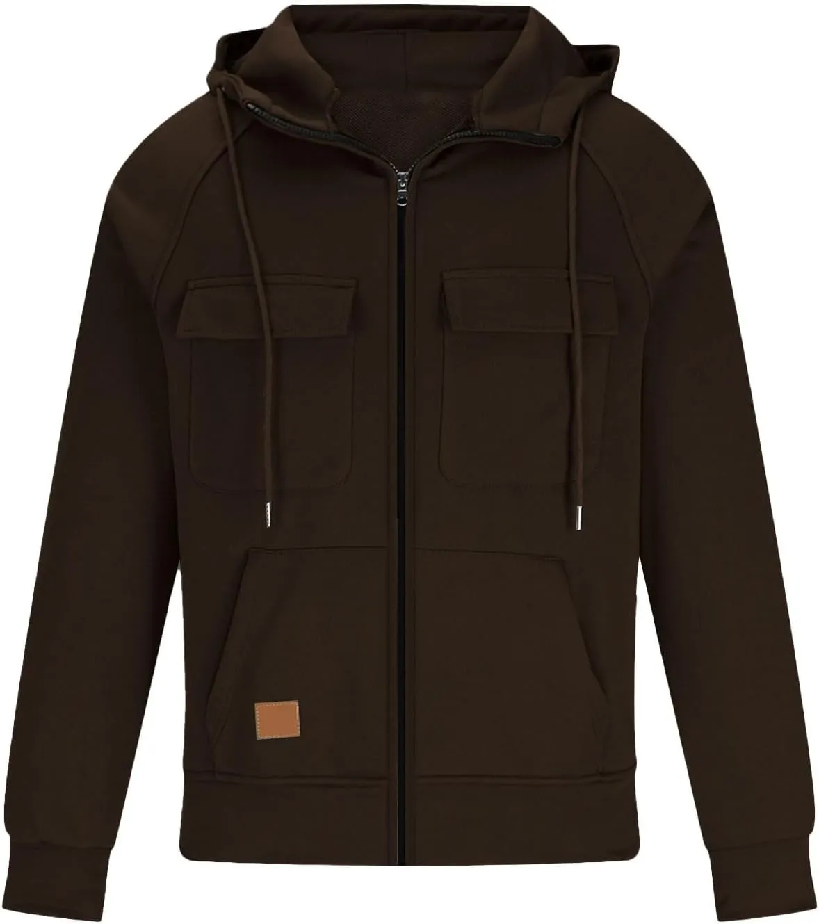 Mens Zip Up Hoodie Long Sleeve Solid Color Slim Fit Lightweight with Pockets Full-Zip Hooded Sweatshirt