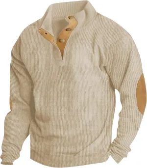Mens Zip Up Hoodies, Mens Costumes For Adults Big And Tall Sweatshirts For Men Standing Collar Corduroy Sweatshirt Long Sleeve Outdoor Buttons Hoodie Mens Denim Jacket Mens Casual Jacket(Beige,Small)