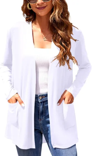 Newchoice Womens Long Sleeve Cardigans Lightweight Soft Open Front Drape Cardigan Dusters with Pockets