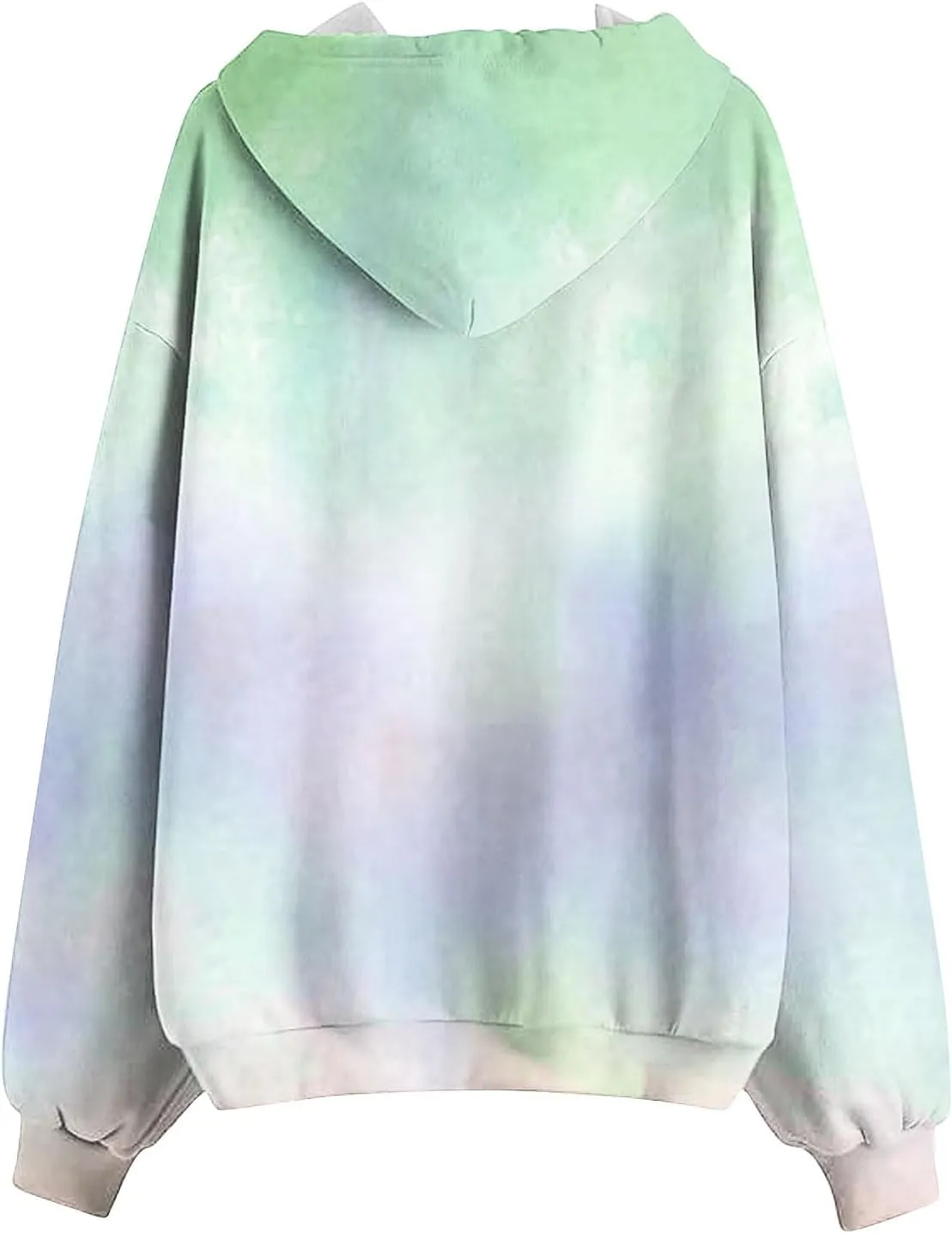 Ombre Pastel Zip Up Hoodie for Women Casual Gradient Color Jacket Drawstring Soft Sweatshirt Spring Fall Cozy Layer