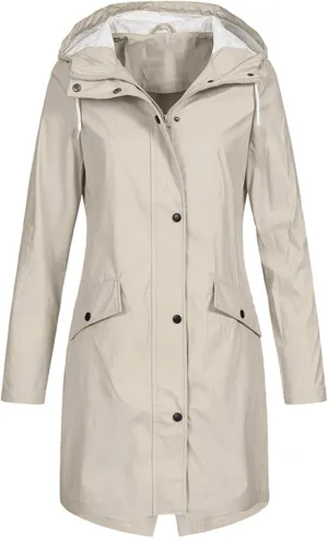 Open Front Belted Long Jacket Hooded Solid Women Coat Rain Raincoat Women'S Coat Trench Coats for Women Peacoat