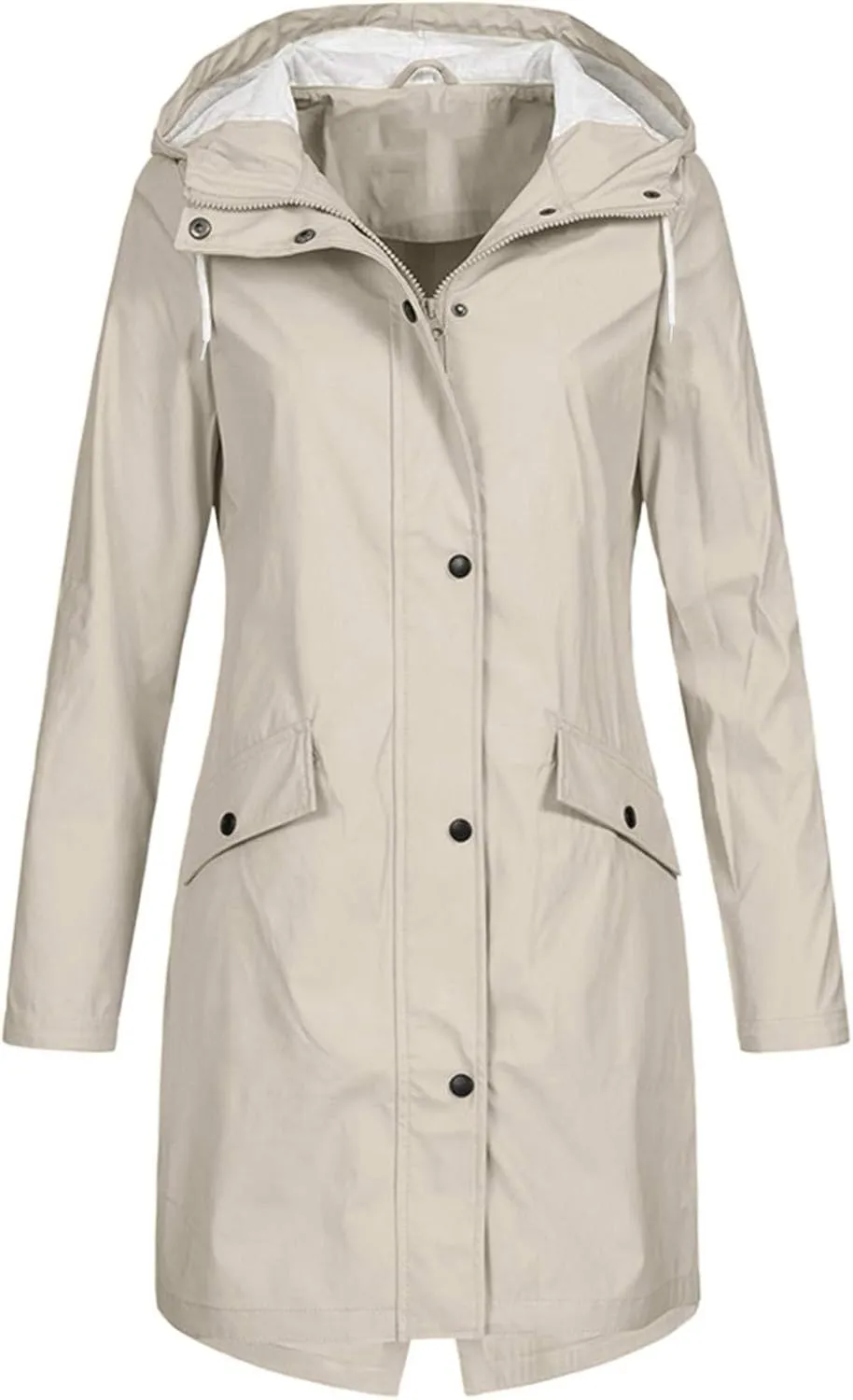 Open Front Belted Long Jacket Hooded Solid Women Coat Rain Raincoat Women'S Coat Trench Coats for Women Peacoat