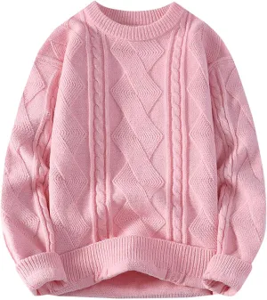Oversized Cable Knitted Sweaters for Women Stretch Soft Pullover Top Solid Color Fashion Knit Sweater Shirt