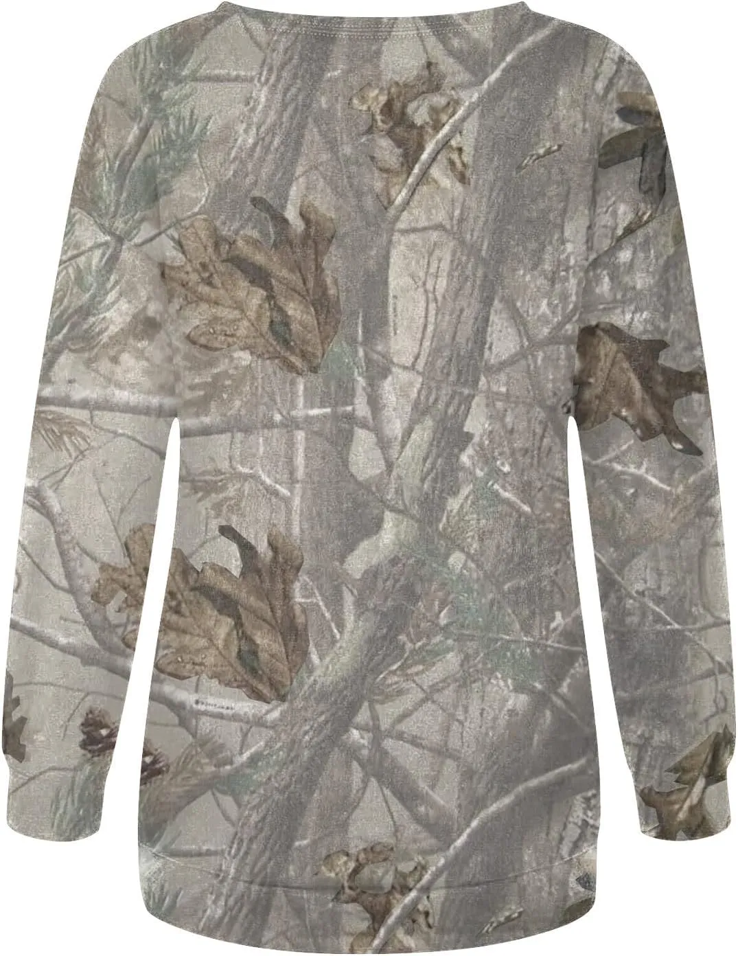 Oversized Camo Sweatshirt For Women Graphic Crewneck Pullover Leaf Print Fall Clothes 2024 Long Sleeve Tops