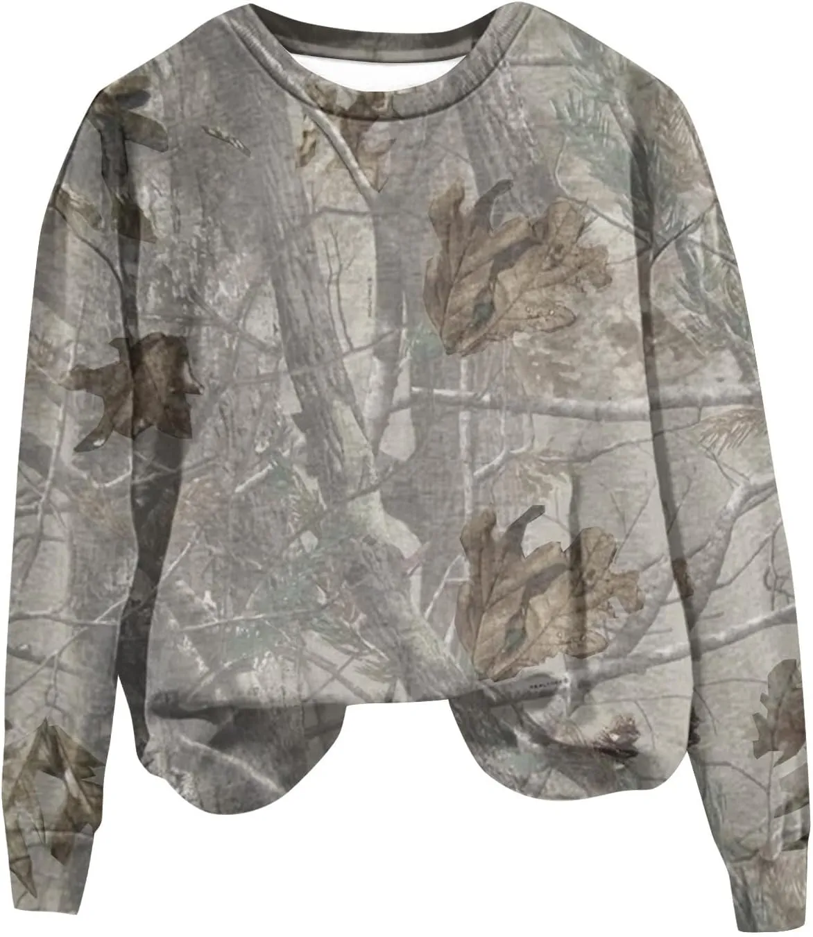 Oversized Camo Sweatshirt For Women Graphic Crewneck Pullover Leaf Print Fall Clothes 2024 Long Sleeve Tops
