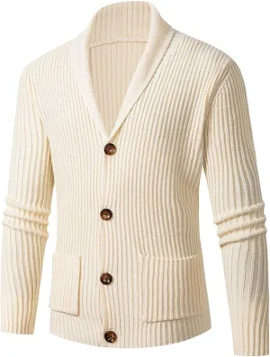 Oversized Cardigan Sweaters for Men Button Down Long Sleeve Knitted Slim Fit Sweaters Fall Winter Classic Active Sportswear