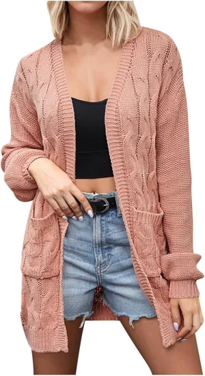 Oversized Chunky Cardigan Sweaters for Women Cable Knit Long Sleeve Open Front Cardigans Fall Winter Outwear Coat