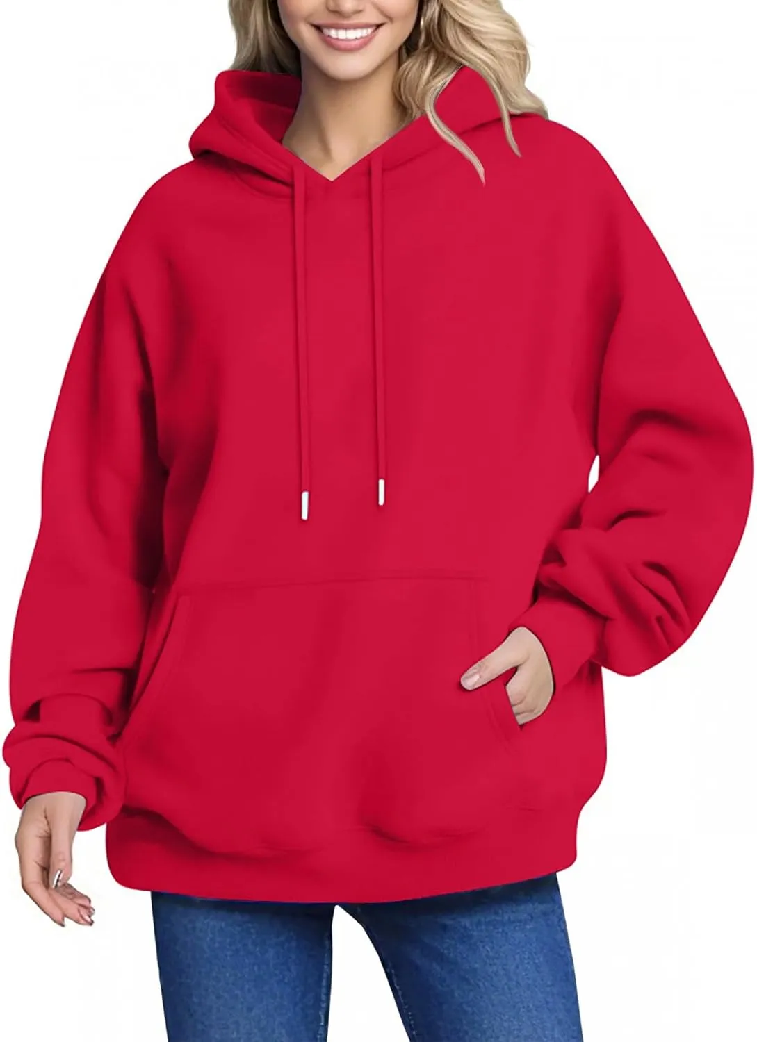 Oversized Hoodies for Women Y2k Fashion Long Sleeve Drawstring Hooded Sweatshirt Loose Solid Pullover with Pocket