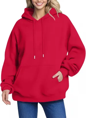 Oversized Hoodies for Women Y2k Fashion Long Sleeve Drawstring Hooded Sweatshirt Loose Solid Pullover with Pocket