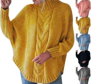 Oversized Sweaters for Women Loose Fit Fleece Batwing Sweaters Casual Crewneck Wool Chunky Knit Sweaters