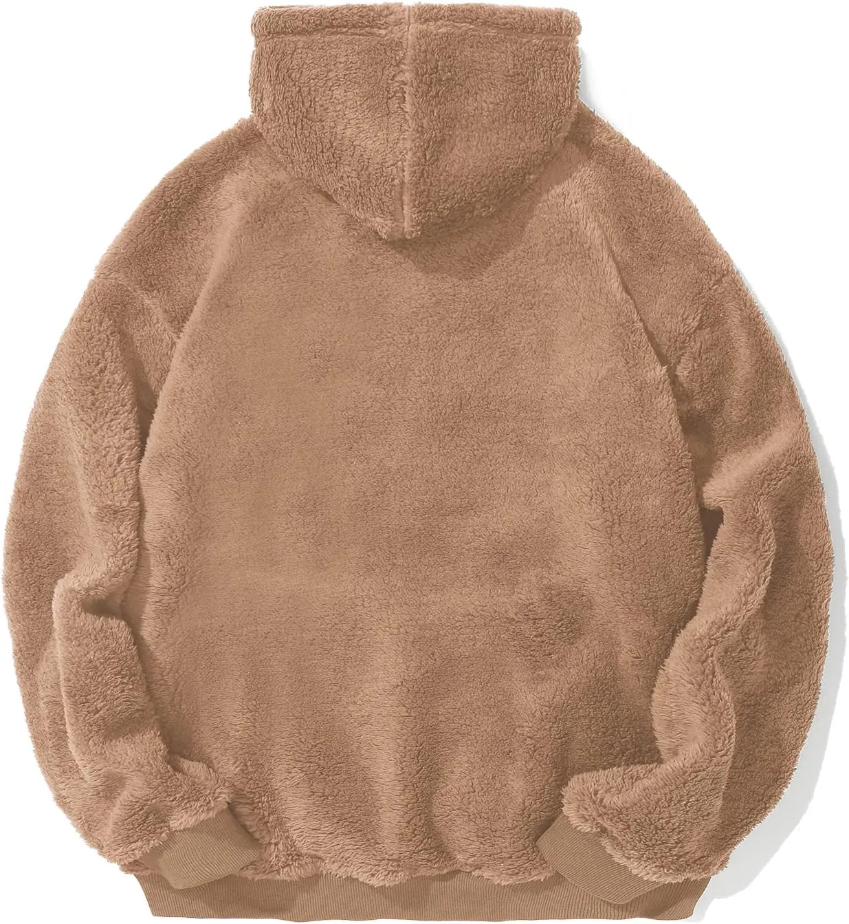 PEGENO Mens Fuzzy Sherpa Hoodie Pullover Sweatshirts Loose Cozy Pocket Long Sleeve Winter Hooded Outwear