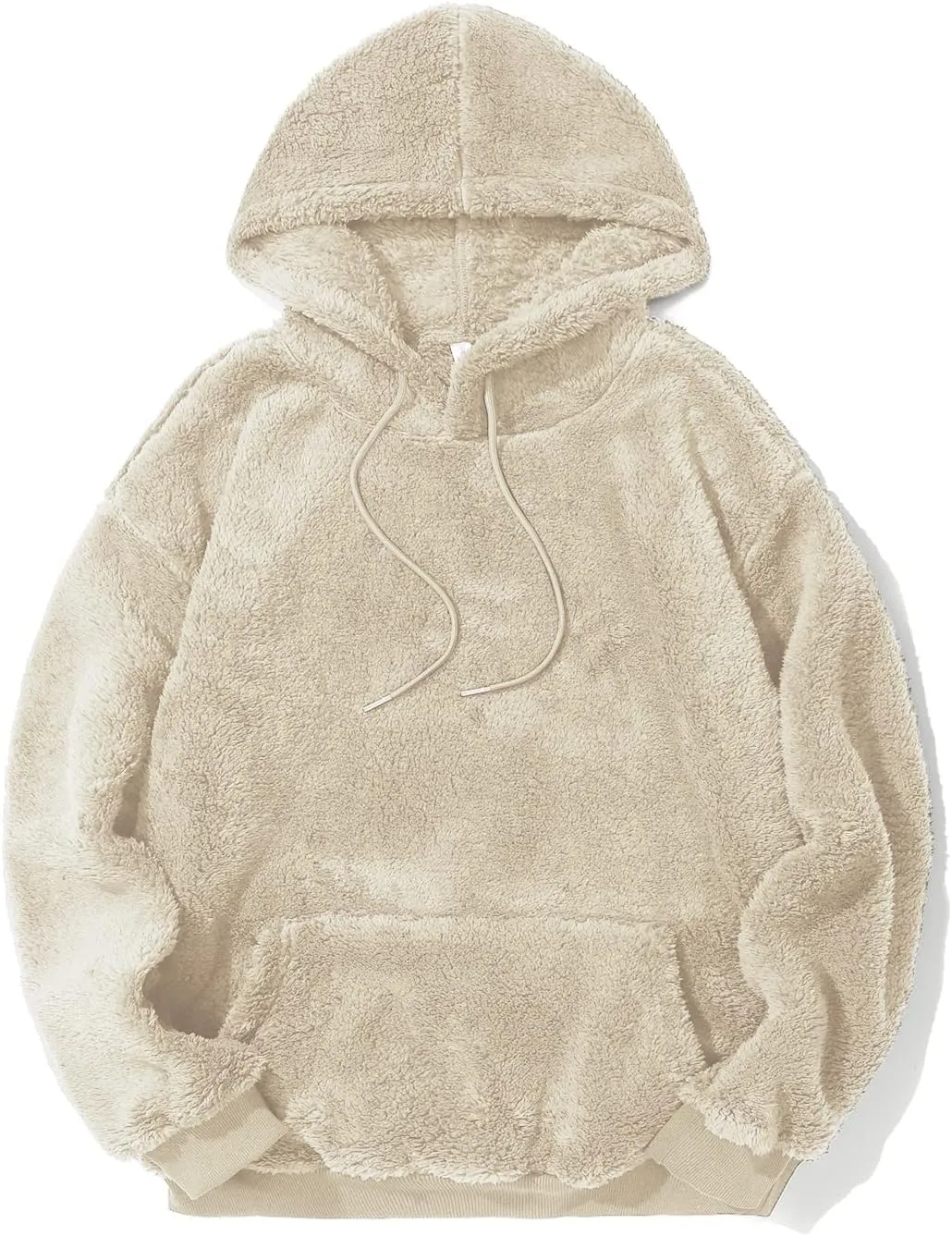 PEGENO Mens Fuzzy Sherpa Hoodie Pullover Sweatshirts Loose Cozy Pocket Long Sleeve Winter Hooded Outwear