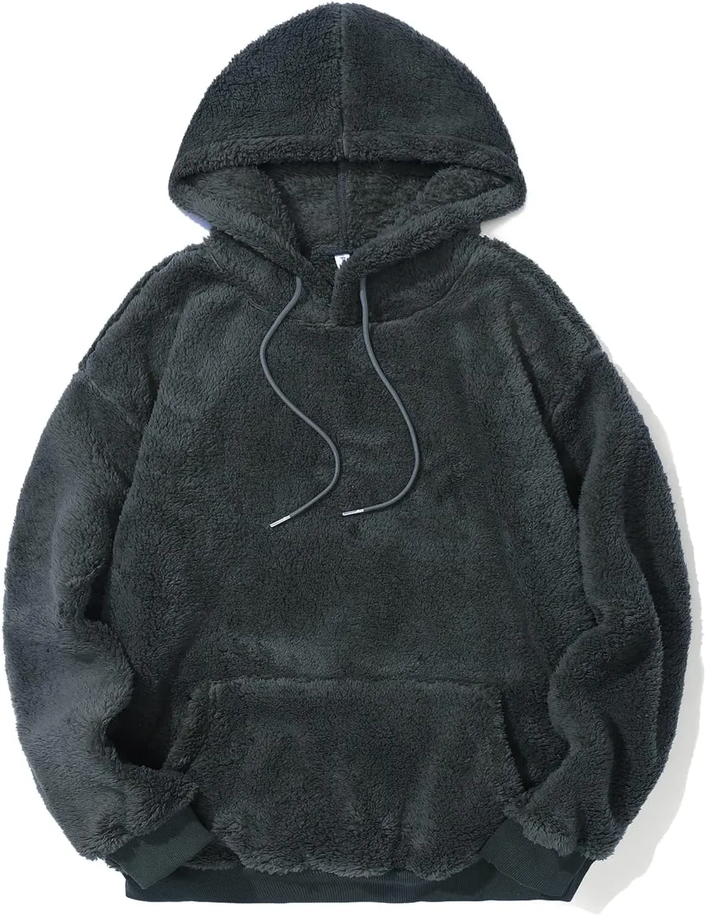 PEGENO Mens Fuzzy Sherpa Hoodie Pullover Sweatshirts Loose Cozy Pocket Long Sleeve Winter Hooded Outwear