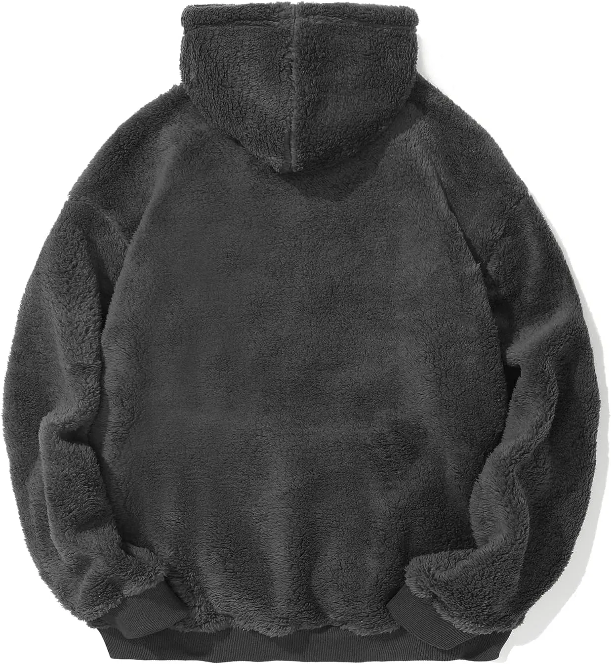PEGENO Mens Fuzzy Sherpa Hoodie Pullover Sweatshirts Loose Cozy Pocket Long Sleeve Winter Hooded Outwear
