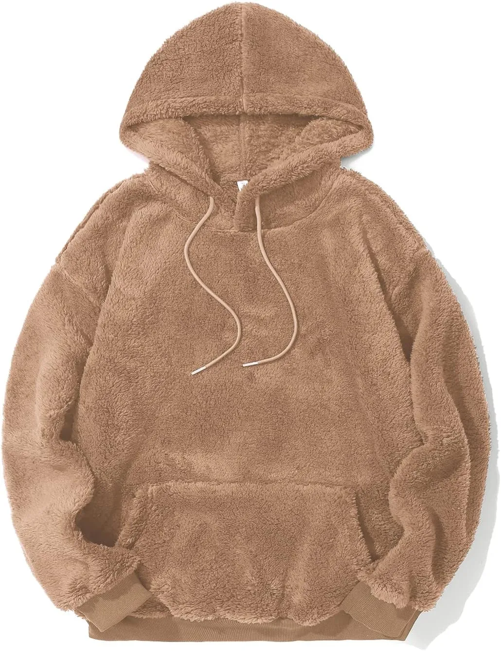PEGENO Mens Fuzzy Sherpa Hoodie Pullover Sweatshirts Loose Cozy Pocket Long Sleeve Winter Hooded Outwear