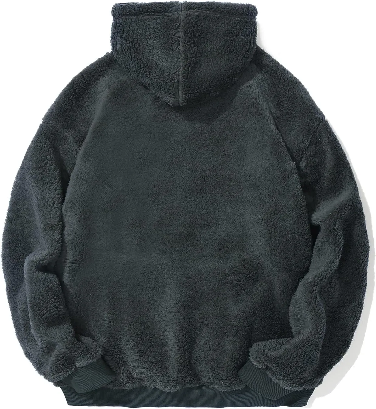 PEGENO Mens Fuzzy Sherpa Hoodie Pullover Sweatshirts Loose Cozy Pocket Long Sleeve Winter Hooded Outwear