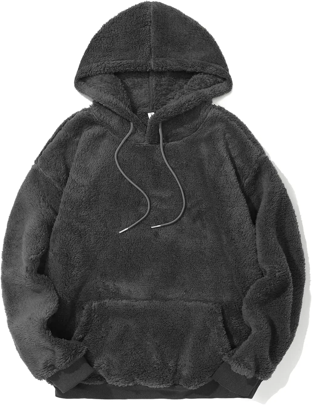 PEGENO Mens Fuzzy Sherpa Hoodie Pullover Sweatshirts Loose Cozy Pocket Long Sleeve Winter Hooded Outwear