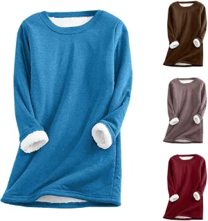 Plus Size Fuzzy Fleece Sweaters For Women Warm Winter Long Sleeve Sherpa Sweatshirts Cozy Soft Pullover Tops