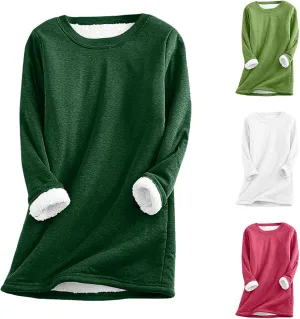 Plus Size Fuzzy Fleece Sweaters For Women Warm Winter Long Sleeve Sherpa Sweatshirts Cozy Soft Pullover Tops