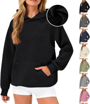 Preppy Hoodies for Women Fleece Loose Fit Hooded Sweatshirts Comfy Casual Long Sleeve Hoodies with Pockets