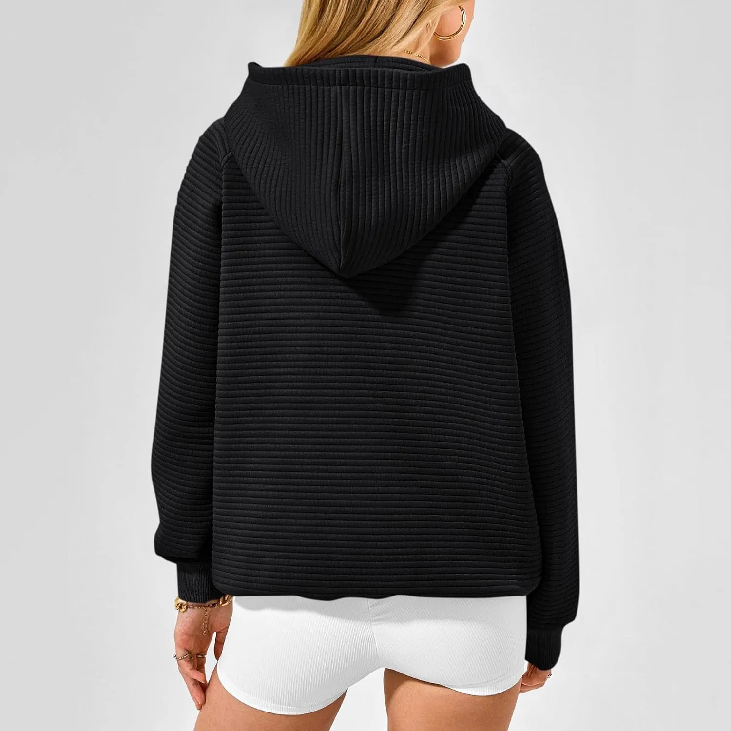 Preppy Hoodies for Women Fleece Loose Fit Hooded Sweatshirts Comfy Casual Long Sleeve Hoodies with Pockets