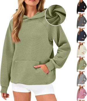 Preppy Hoodies for Women Fleece Loose Fit Hooded Sweatshirts Comfy Casual Long Sleeve Hoodies with Pockets